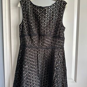 LOFT Black and Cream Dress